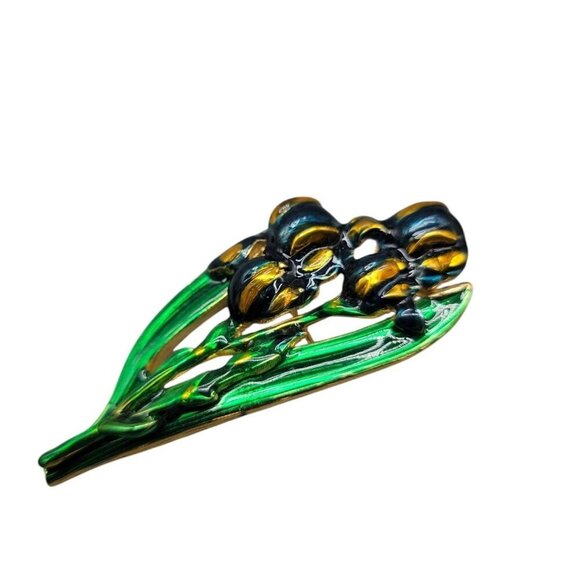 MFA Blue Iris Brooch Enamel Museum Fine Arts Vintage Pin - Picture 6 of 10